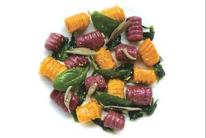 Sweet potato gnocchi with spinach and sage