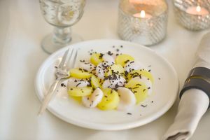 Carpaccio de Grenailles et noix de Saint Jacques à la truffe